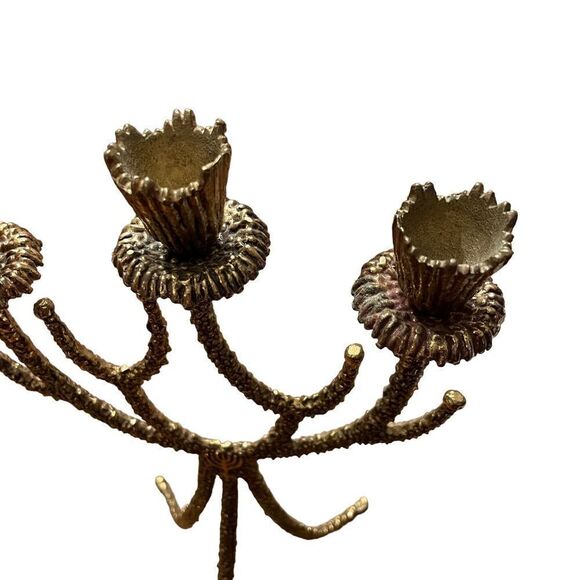 Vintage Brass Shabbat Candelabra Candle Holder by Wainberg Israel 1960s/1970s - Picture 6 of 12